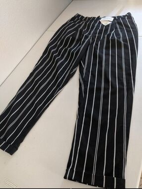 Women's Fashion Retro Black Pinstripe Pants Businesscasual Costume Gift